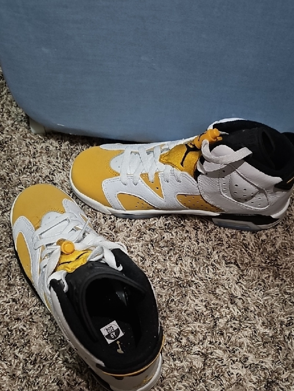 Jordan 6 Retro White, Black & Gold/Yellow High-Top Sneakers - Picture 8 of 14